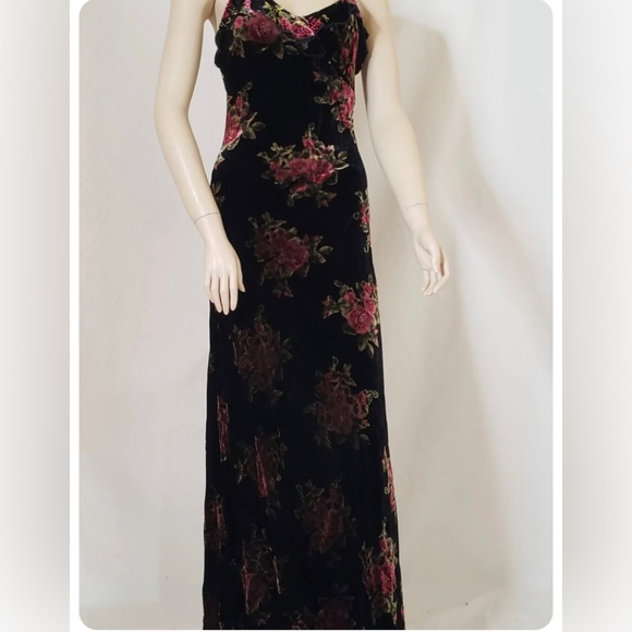 VINTAGE BETSEY JOHNSON VELVET MAXI DRESS AND MATCHING COAT DUSTER SET FL… - Picture 4 of 9